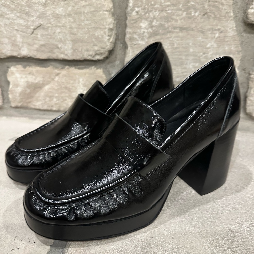 Steve Madden Black Chunky Heel Loafers